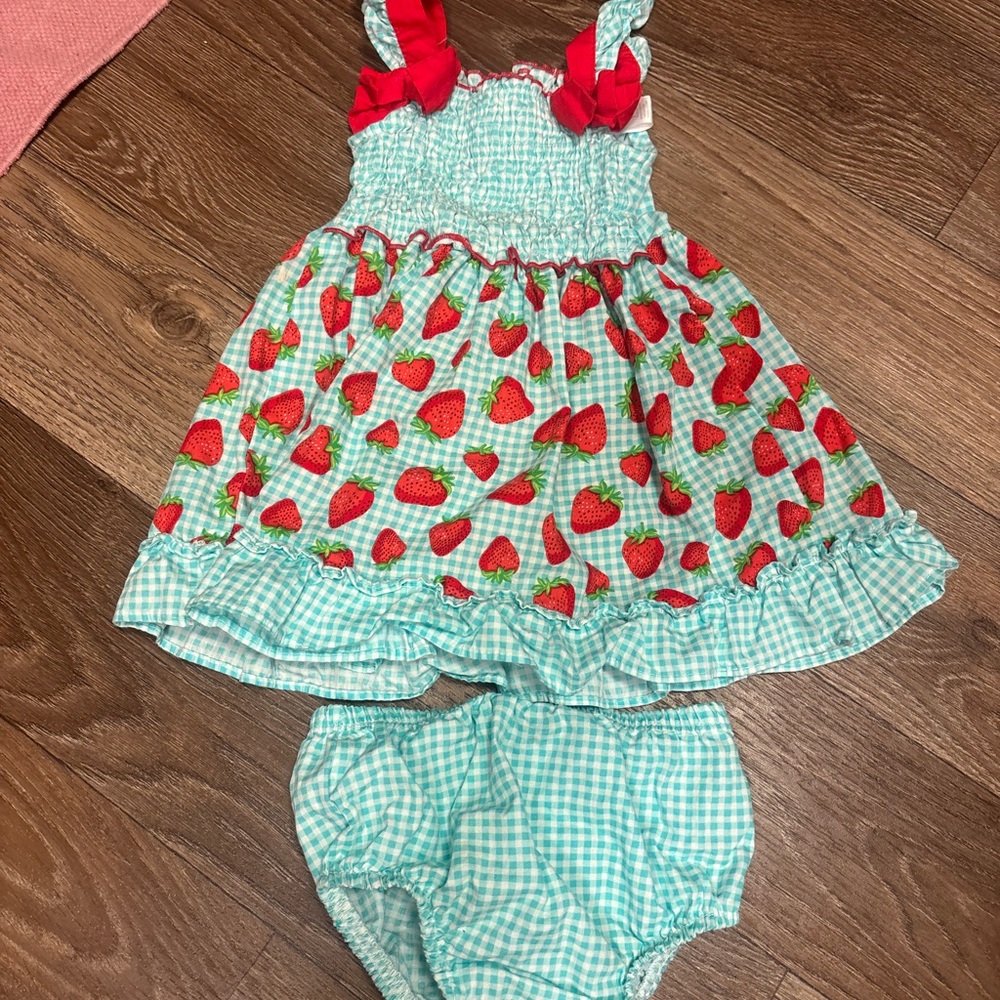 Charming Strawberry Print Kids Set with Diaper Cover
